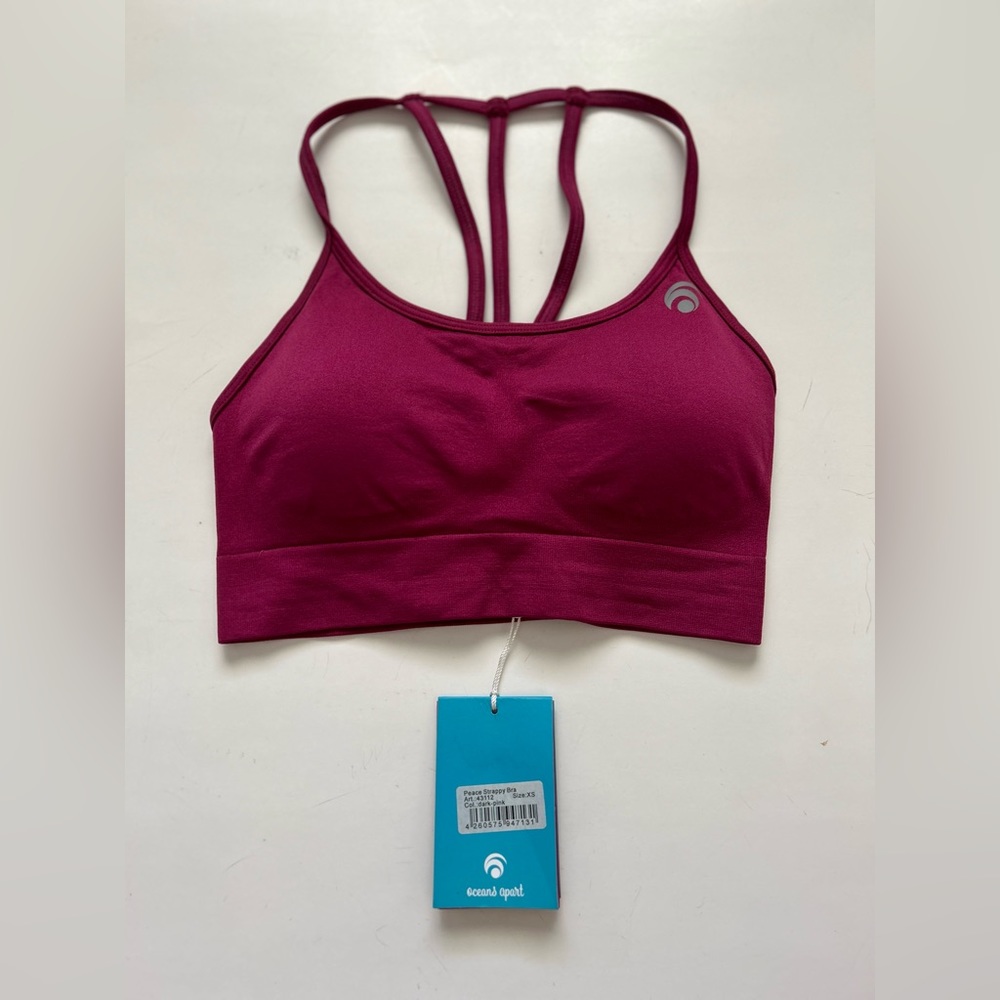 NWT Oceans Apart Dark  Pink Sport Bra size Xs